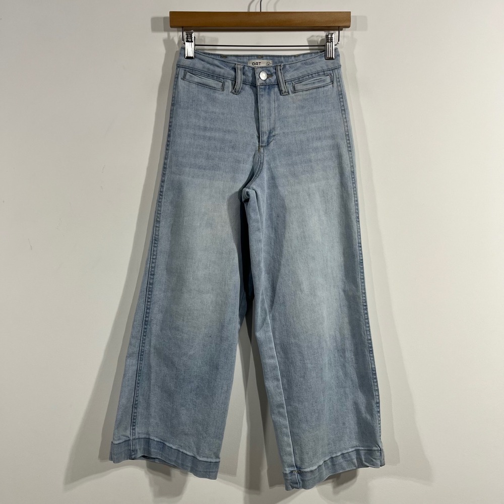 OAT NY Relaxed Wide Leg Crop Jeans Light Wash Denim Womens 24 Streetwear Boho